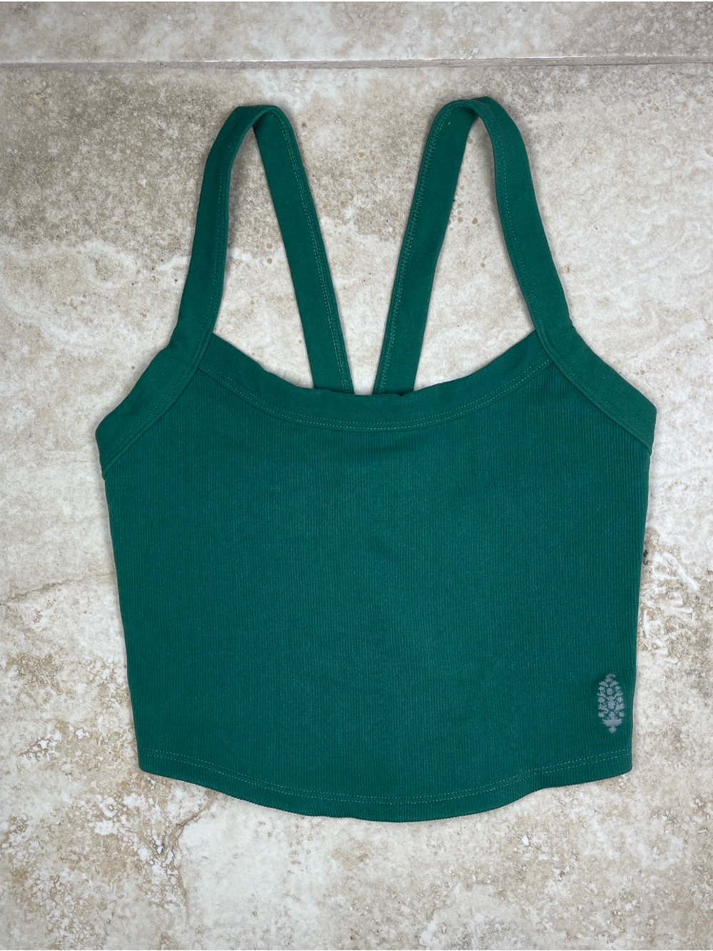 FP Movement by Free People Emerald Green Ribbed Cropped Tank Size M/L
